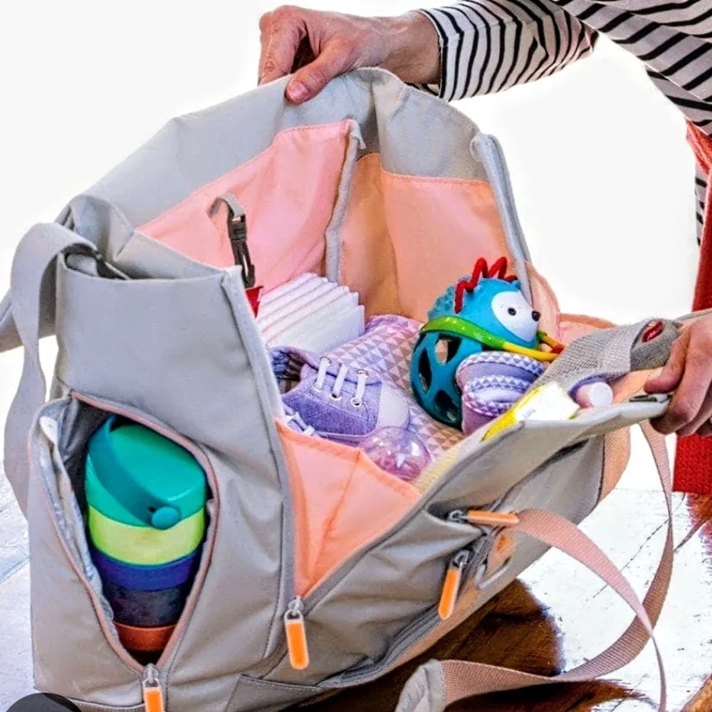 Skip Hop Gray and Pink Diaper Bag